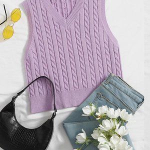 V Neck Cable Knit Sweater